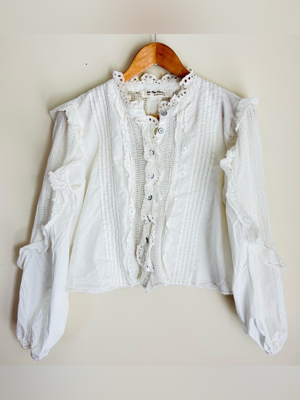 Free People Masai Mar Ruffle Blouse-Ivory Small ❤️SOLD OUT❤️ - Picture 4 of 8